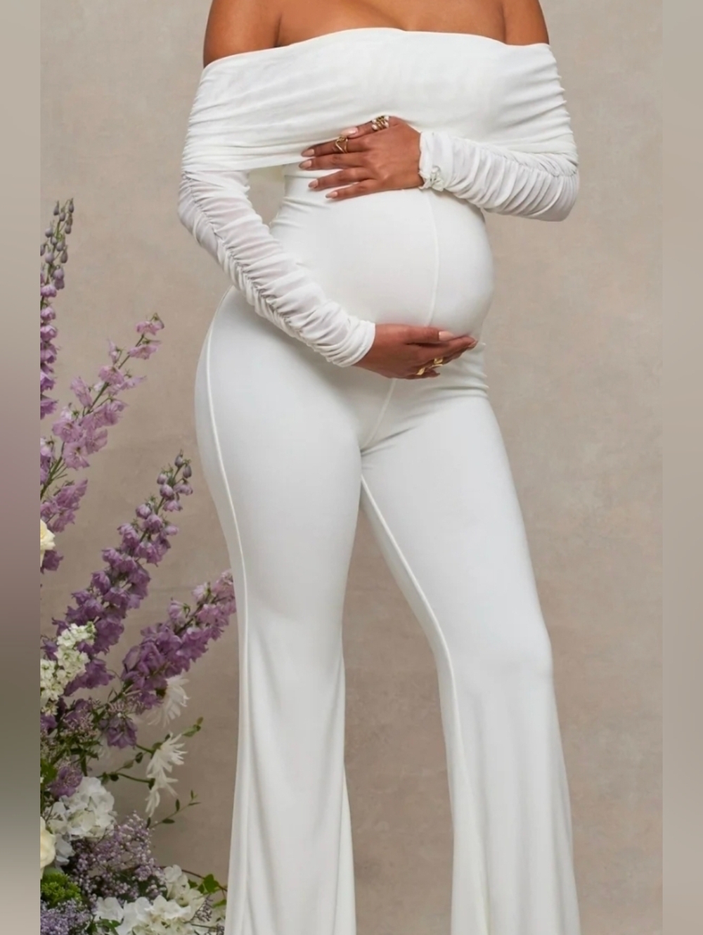 SALE Club London Maternity Off-Shoulder White Jumpsuit NWT